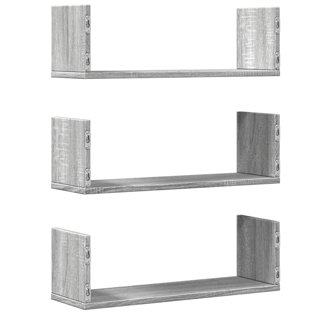 Mensole a Parete 2pz Grigio Sonoma 58x18x18 cm in Truciolato