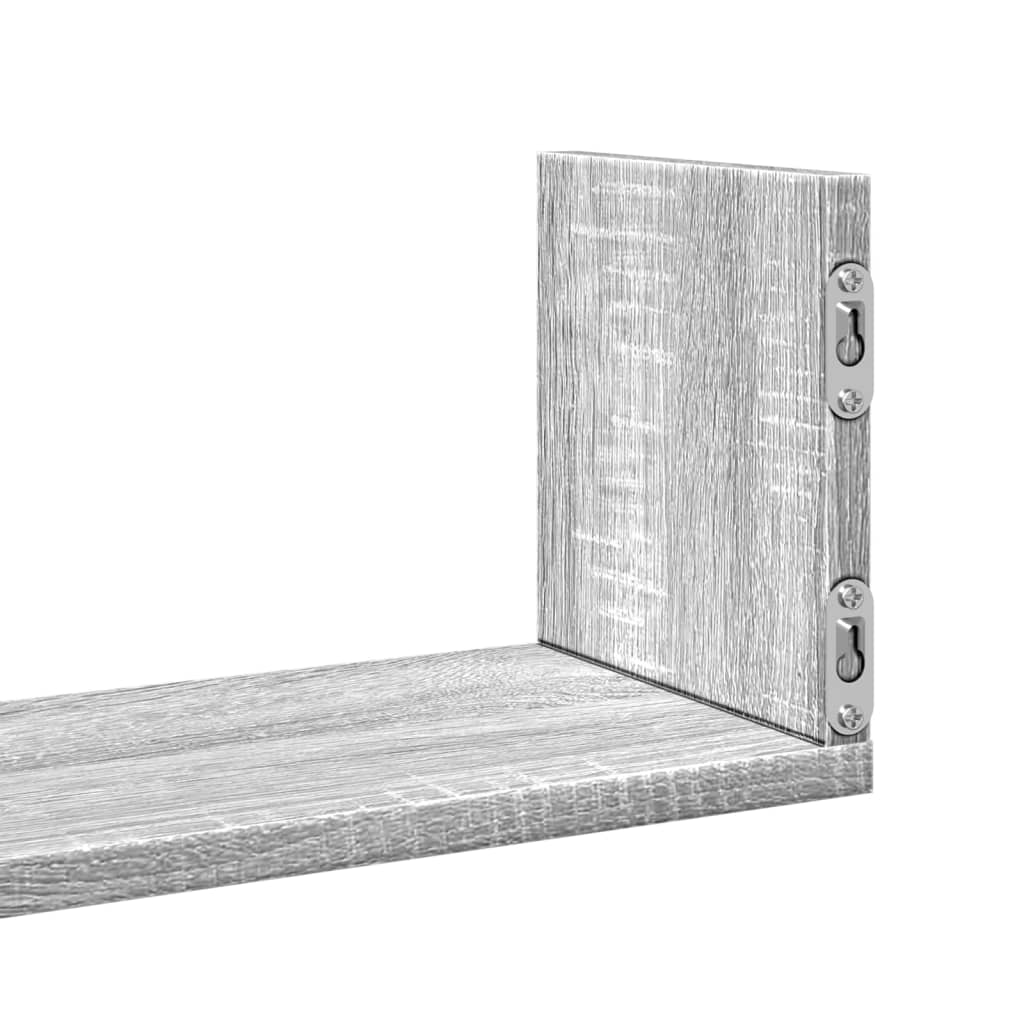 Mensole a Parete 2pz Grigio Sonoma 58x18x18 cm in Truciolato