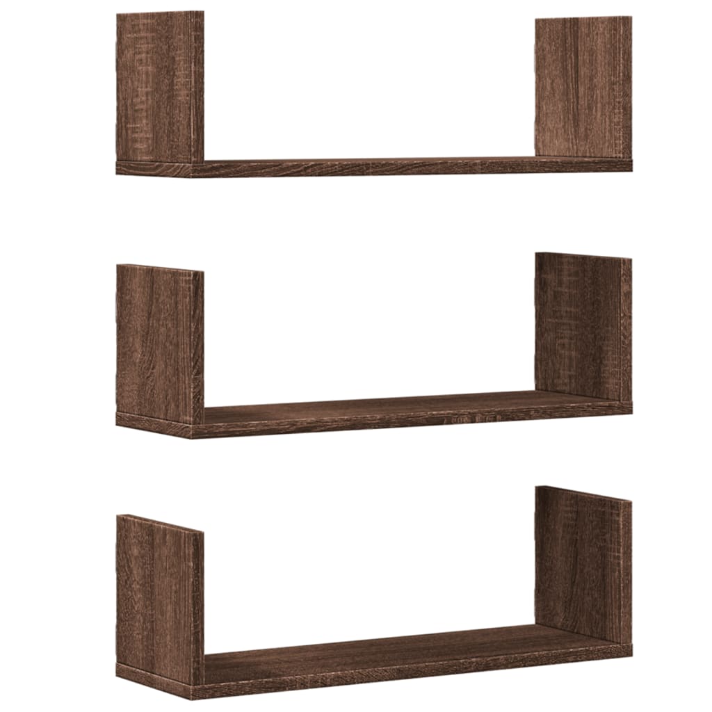 Mensole da Parete 3pz Rovere Marrone 58x18x18 cm in Truciolato