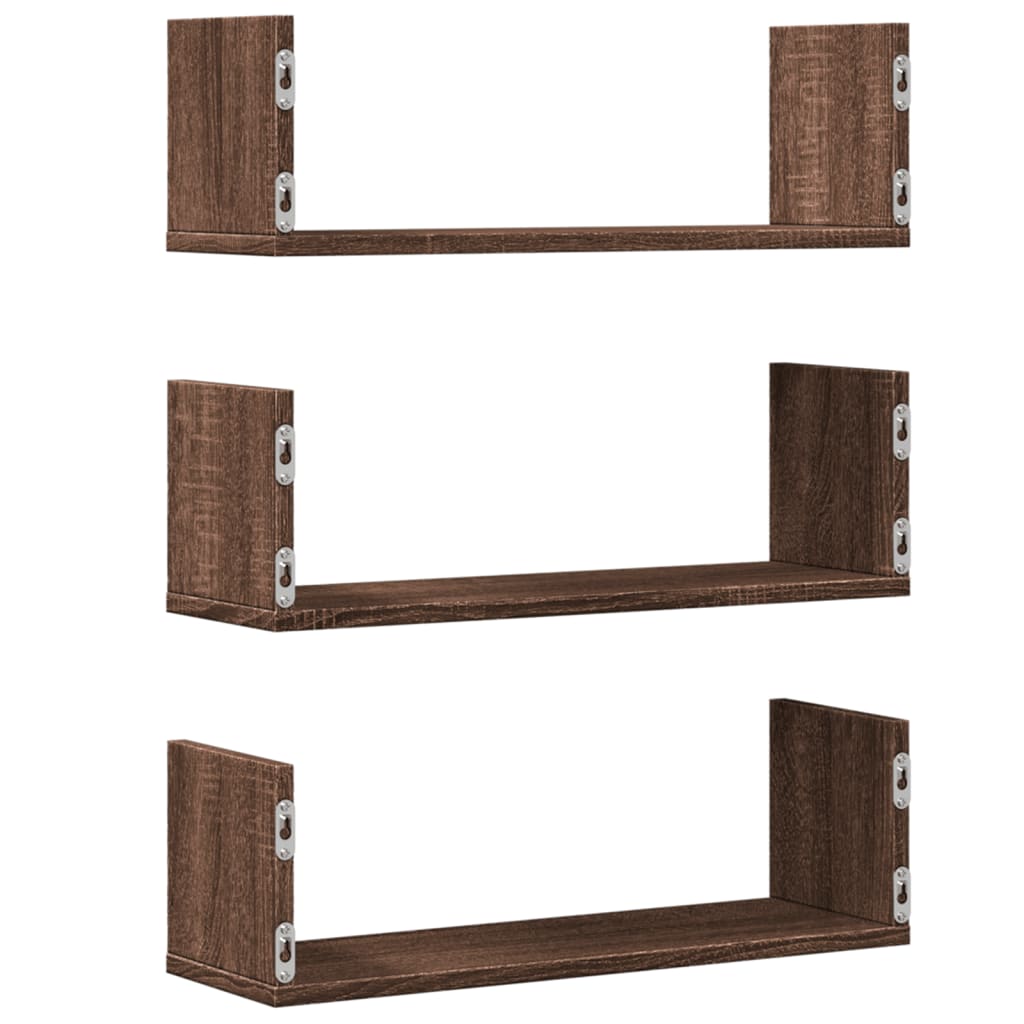 Mensole da Parete 3pz Rovere Marrone 58x18x18 cm in Truciolato