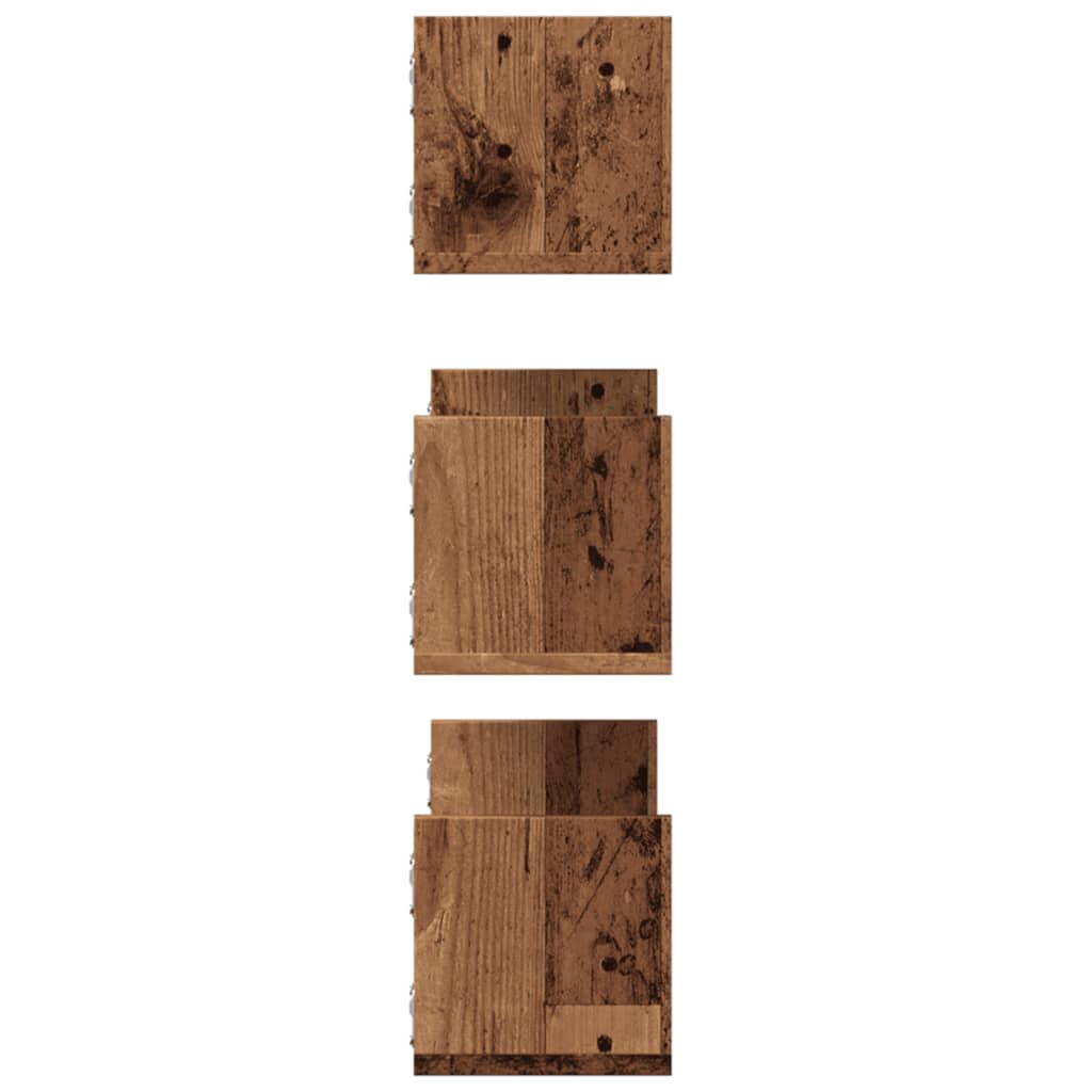 Mensole da Parete 3pz Legno Antico 58x18x18 cm in Truciolato