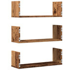 Mensole da Parete 3pz Legno Antico 58x18x18 cm in Truciolato