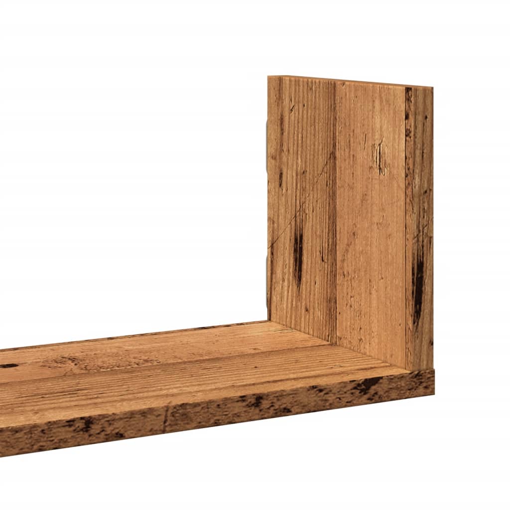 Mensole da Parete 3pz Legno Antico 58x18x18 cm in Truciolato