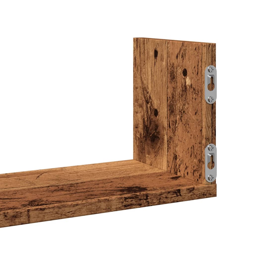 Mensole da Parete 3pz Legno Antico 58x18x18 cm in Truciolato