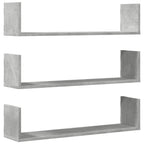 Mensole a Parete 3pz Grigio Cemento 80x18x18 cm in Truciolato