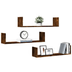 Mensole a Parete 3pz Rovere Fumo 80x18x18 cm in Truciolato