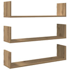 Mensole Parete 3pz Rovere Artigianale 80x18x18 cm in Truciolato