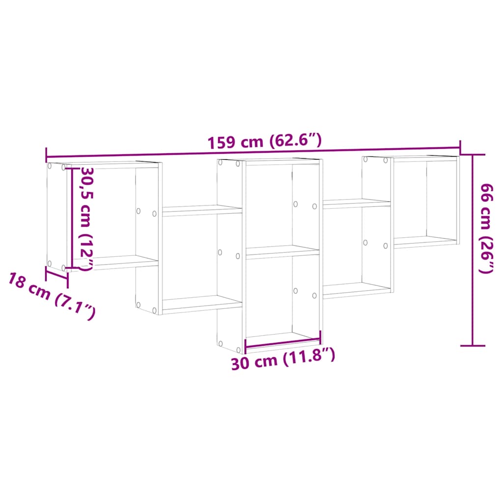 Scaffale a Parete Rovere Sonoma 159x18x66 cm in Truciolato