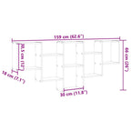 Scaffale a Muro Grigio Cemento 159x18x66 cm in Truciolato