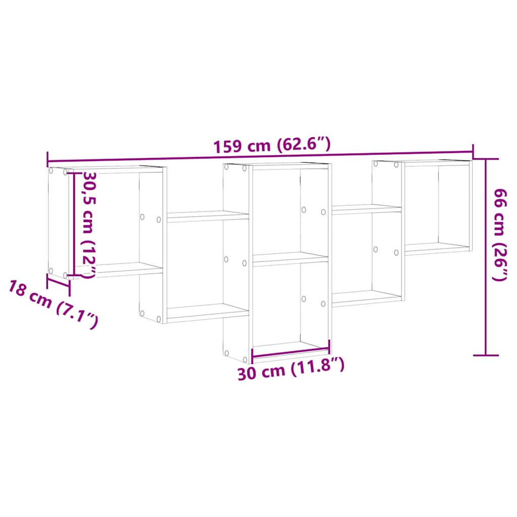 Scaffale a Parete Legno Vecchio 159x18x66 cm in Truciolato