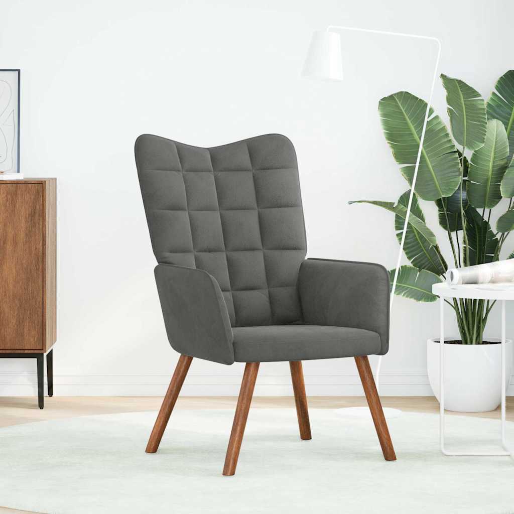 Sedia Relax Grigio Scuro in Velluto