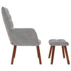 Poltrona Relax con Sgabello Grigio Chiaro in Velluto