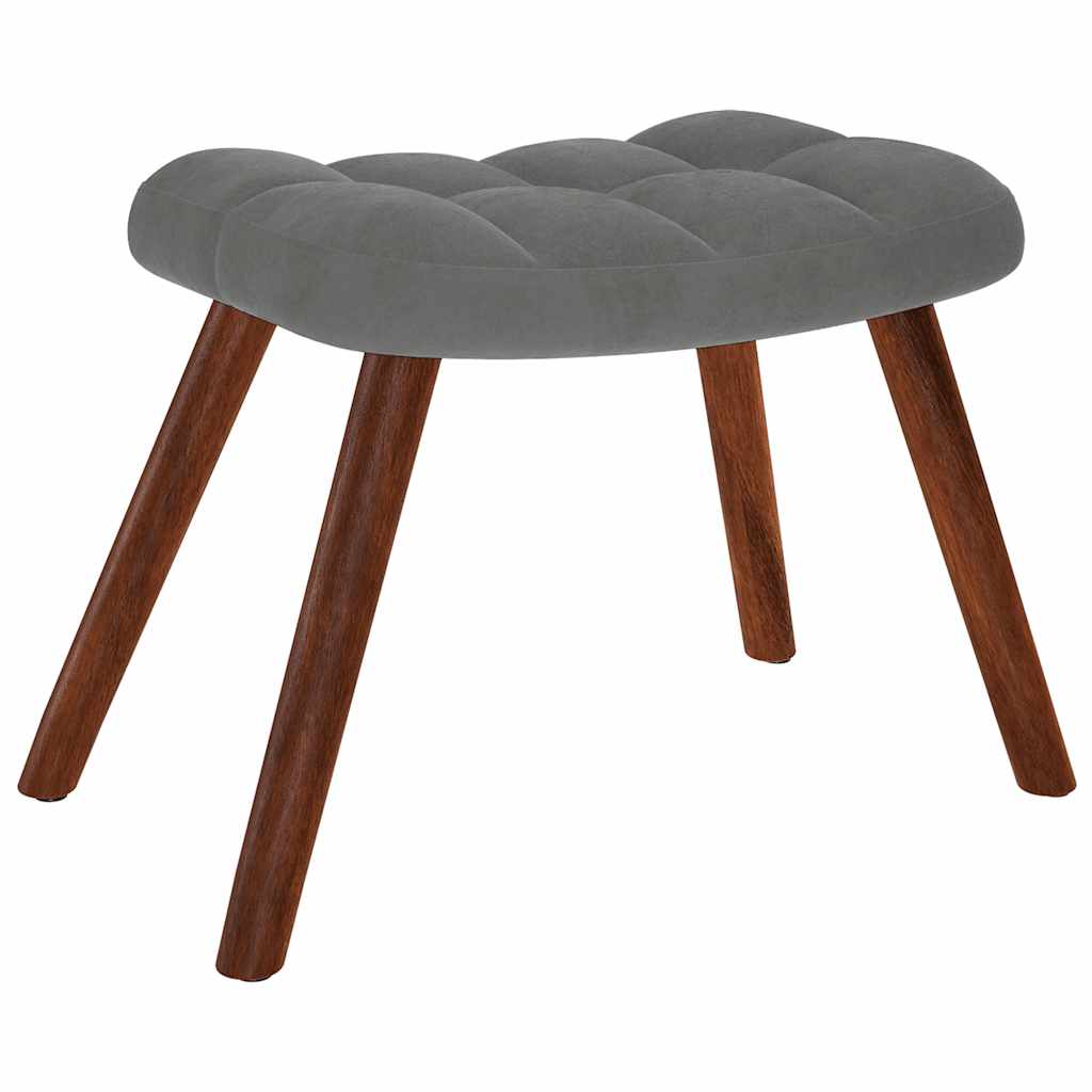 Poltrona Relax con Sgabello in Velluto Grigio Scuro