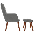 Poltrona Relax con Sgabello in Velluto Grigio Scuro
