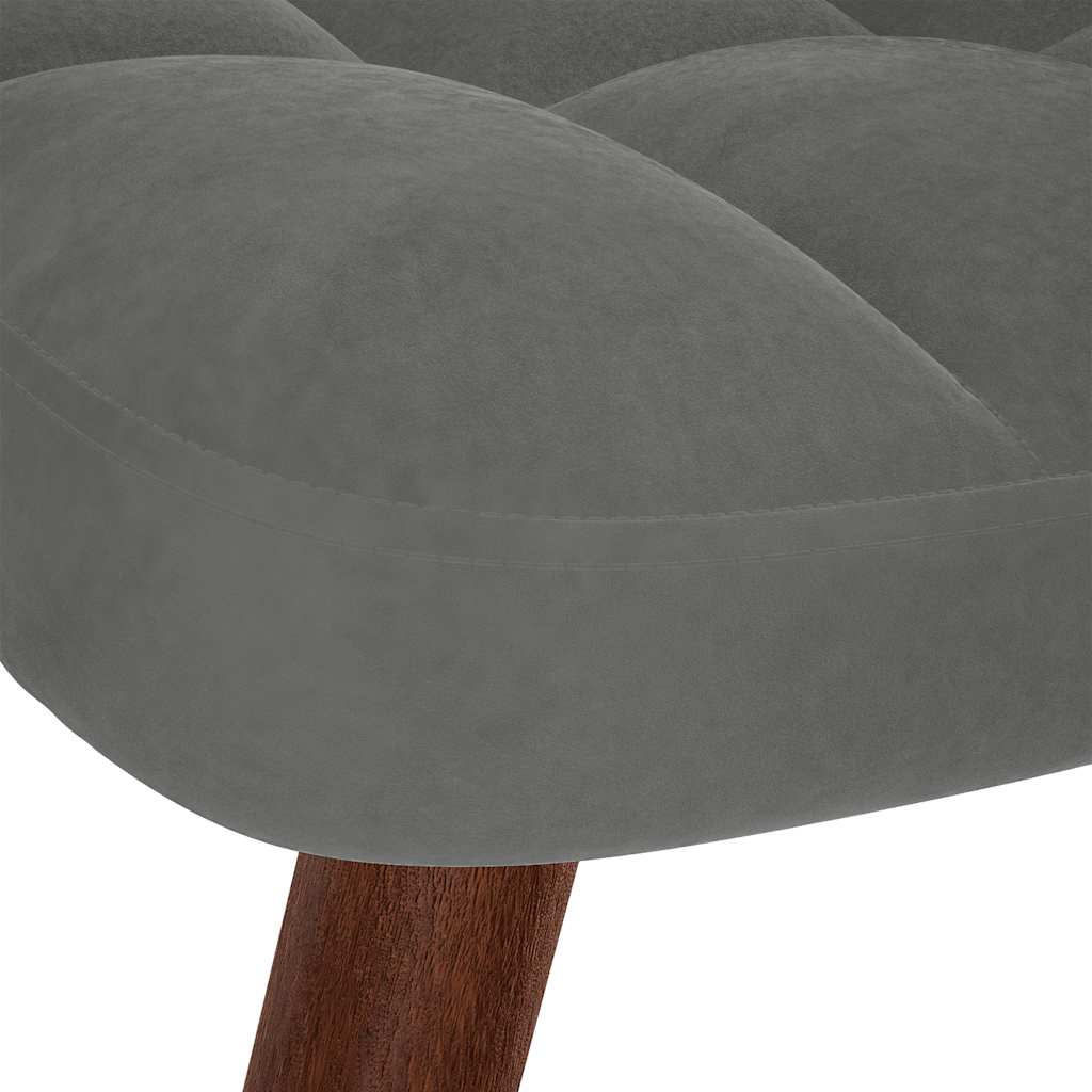 Poltrona Relax con Sgabello in Velluto Grigio Scuro