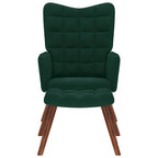 Poltrona Relax con Sgabello in Velluto Verde Scuro