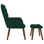Poltrona Relax con Sgabello in Velluto Verde Scuro