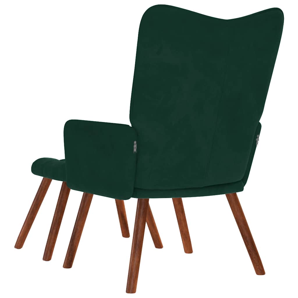 Poltrona Relax con Sgabello in Velluto Verde Scuro