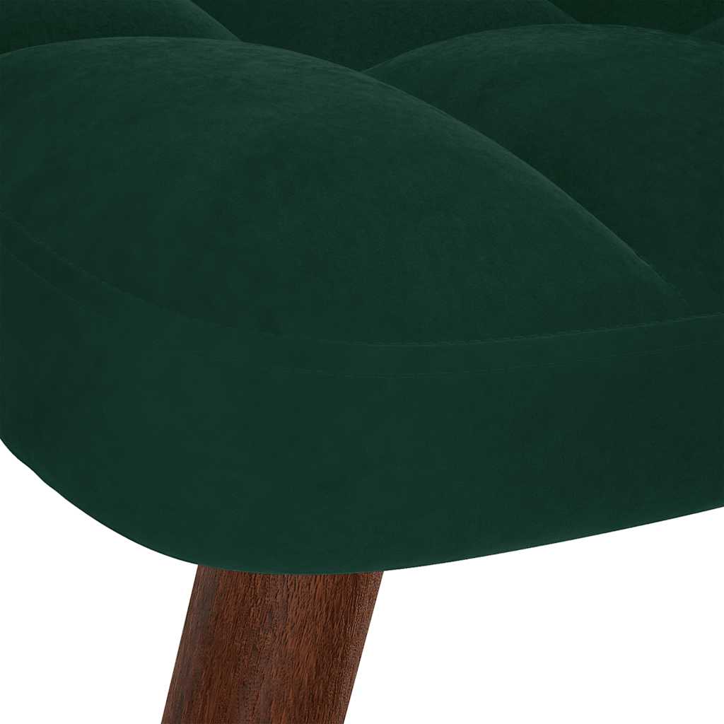 Poltrona Relax con Sgabello in Velluto Verde Scuro