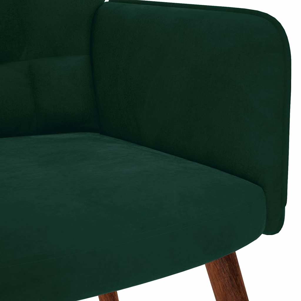 Poltrona Relax con Sgabello in Velluto Verde Scuro