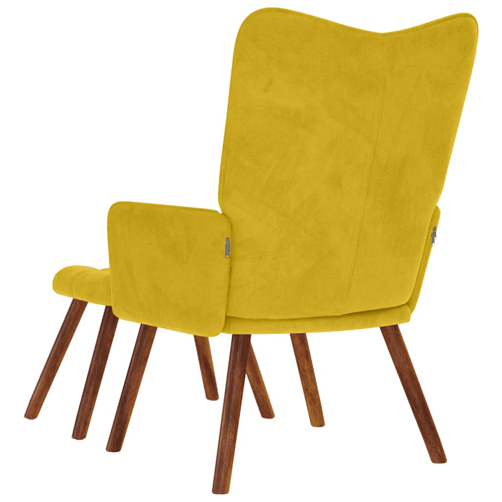 Poltrona Relax con Sgabello in Velluto Giallo
