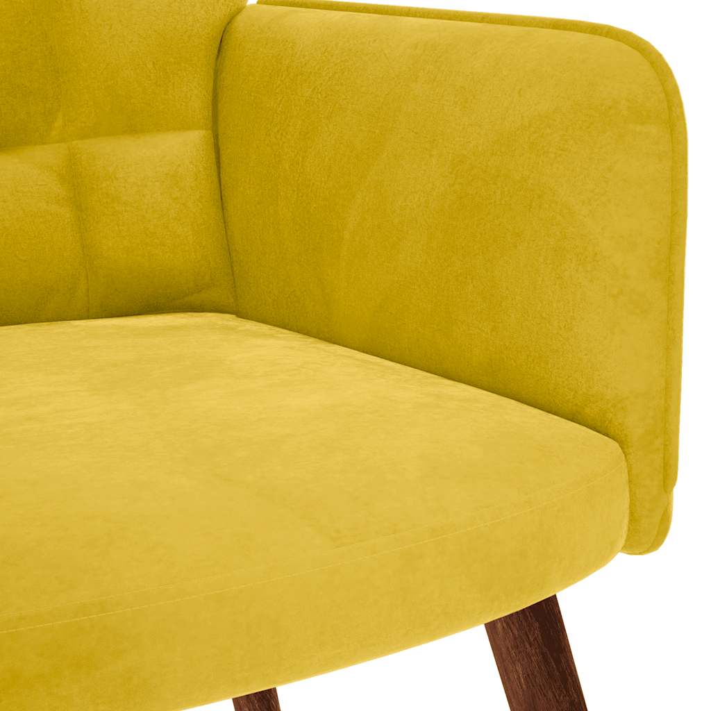 Poltrona Relax con Sgabello in Velluto Giallo