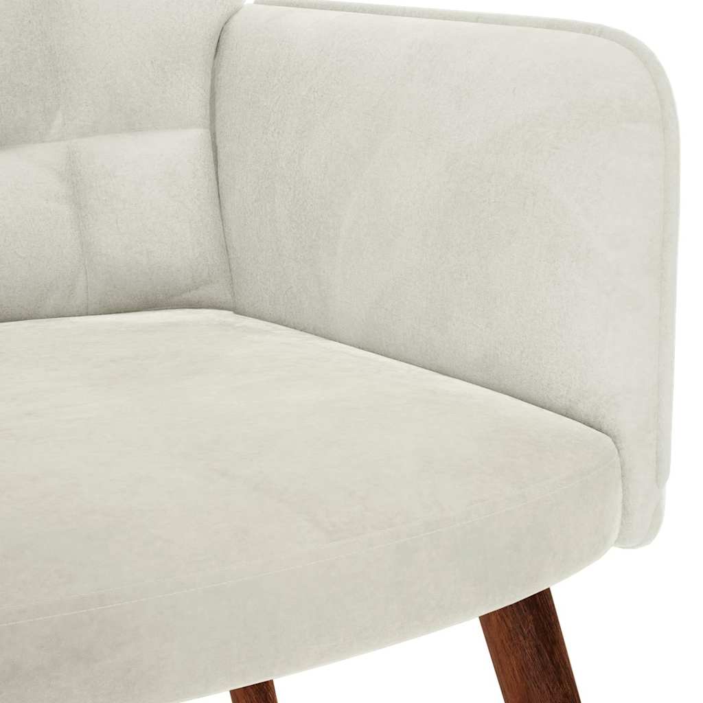 Poltrona Relax con Sgabello in Velluto Crema