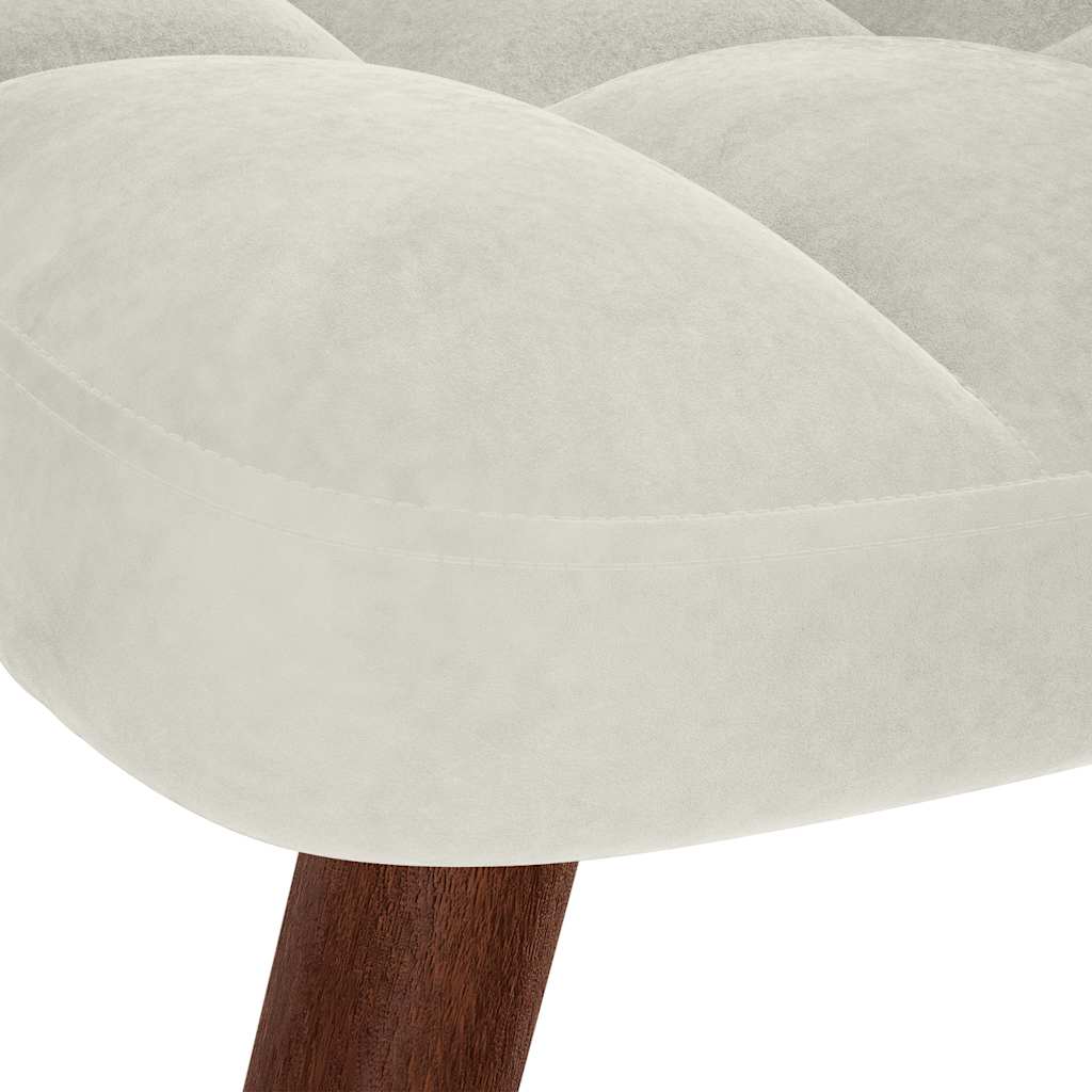 Poltrona Relax con Sgabello in Velluto Crema