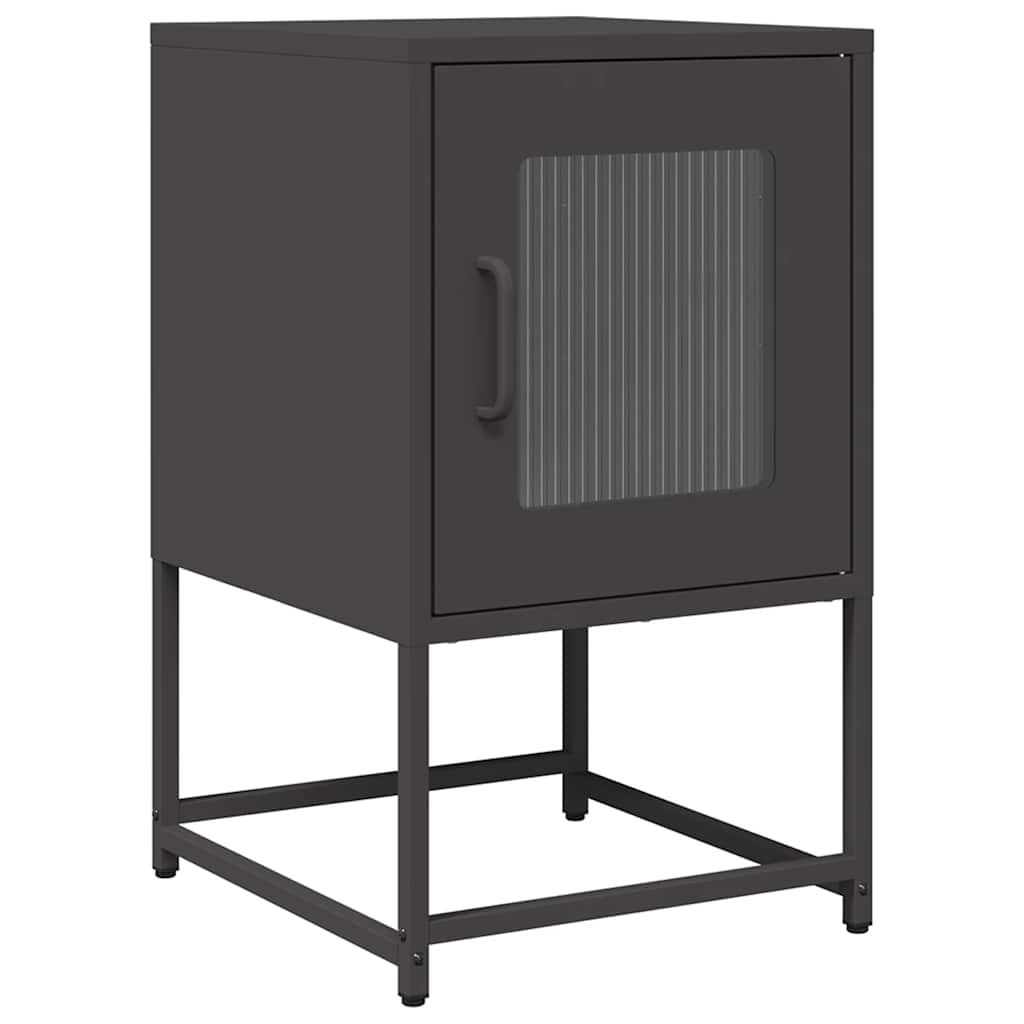 Comodino Nero 36x39x60,5 cm in Acciaio Laminato a Freddo