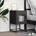 Comodino Nero 36x39x60,5 cm in Acciaio Laminato a Freddo