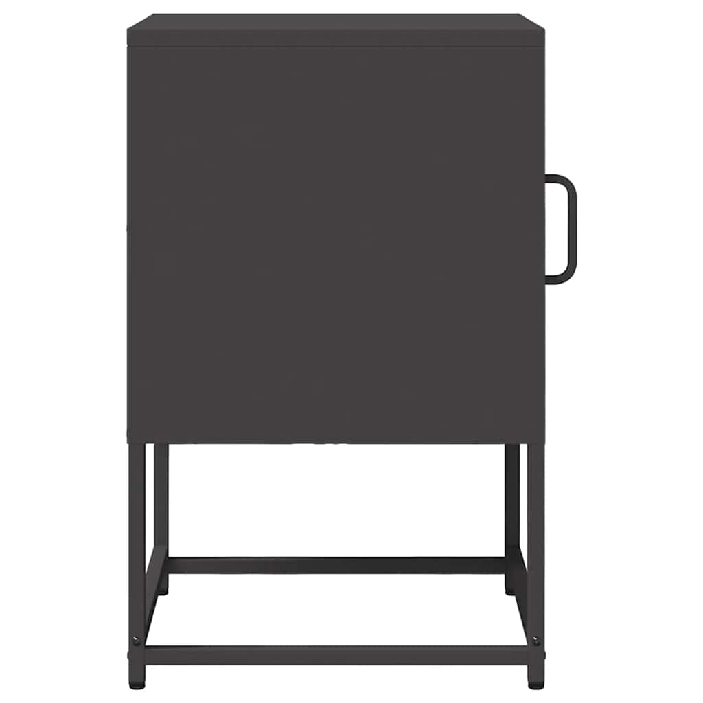 Comodino Nero 36x39x60,5 cm in Acciaio Laminato a Freddo