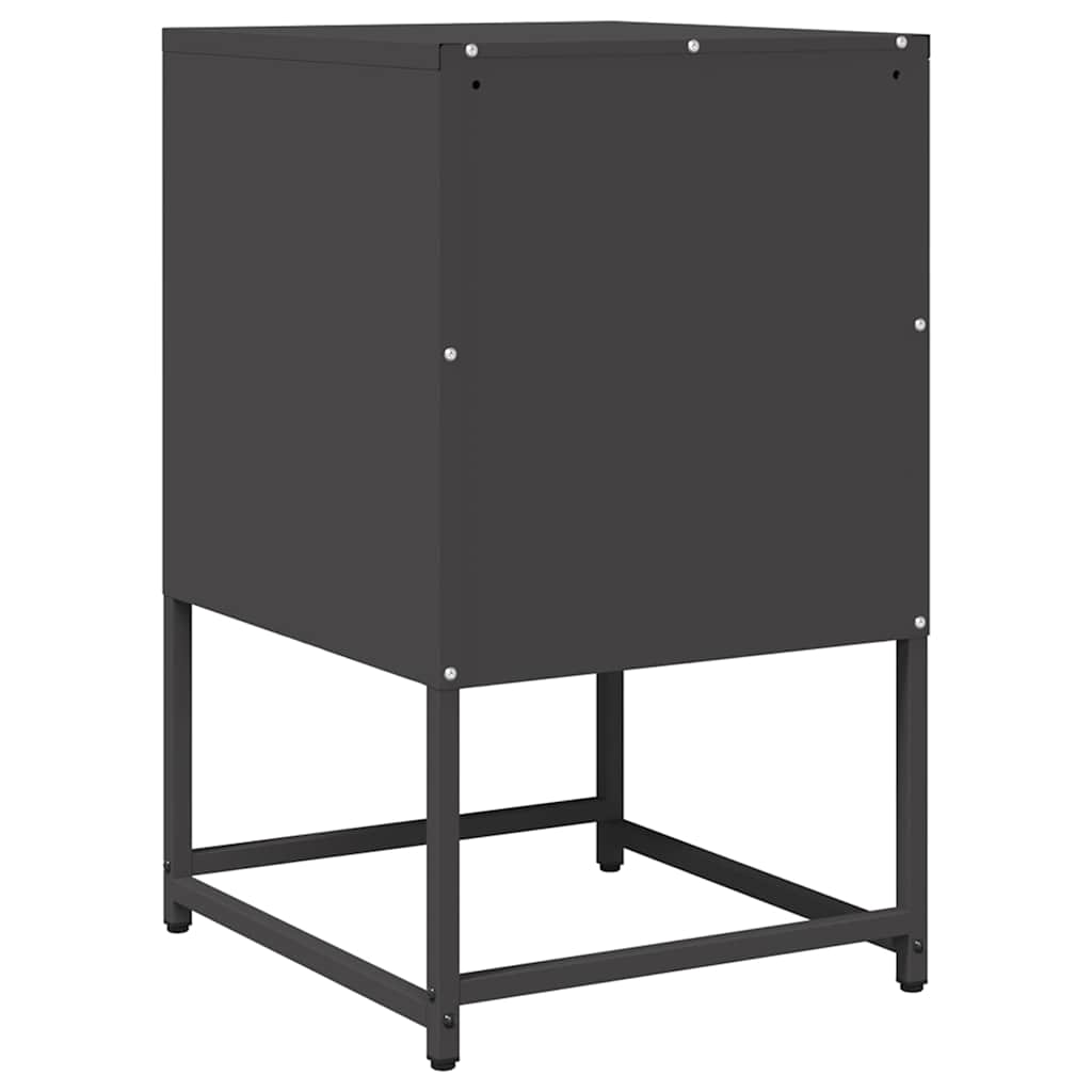 Comodino Nero 36x39x60,5 cm in Acciaio Laminato a Freddo