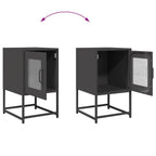 Comodino Nero 36x39x60,5 cm in Acciaio Laminato a Freddo