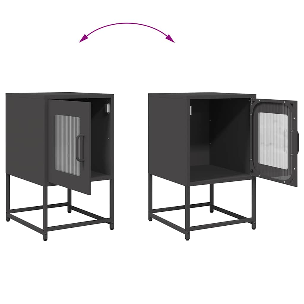 Comodino Nero 36x39x60,5 cm in Acciaio Laminato a Freddo