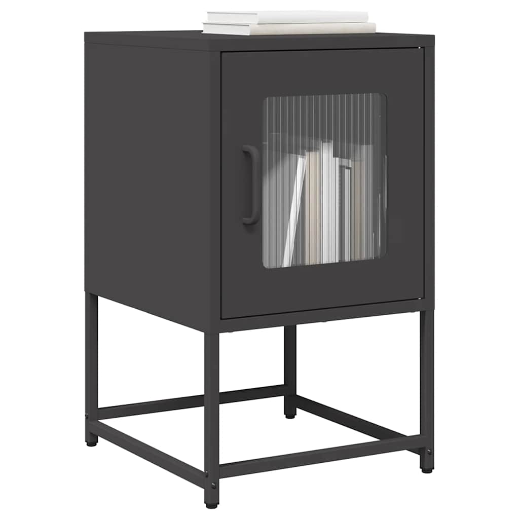 Comodino Nero 36x39x60,5 cm in Acciaio Laminato a Freddo