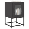 Comodino Nero 36x39x60,5 cm in Acciaio Laminato a Freddo