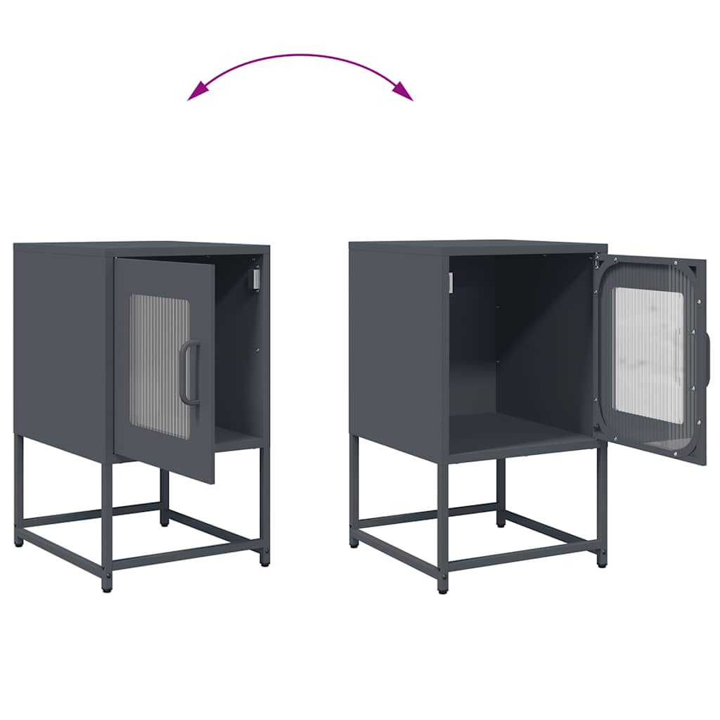 Comodino Antracite 36x39x60,5 cm in Acciaio Laminato a Freddo