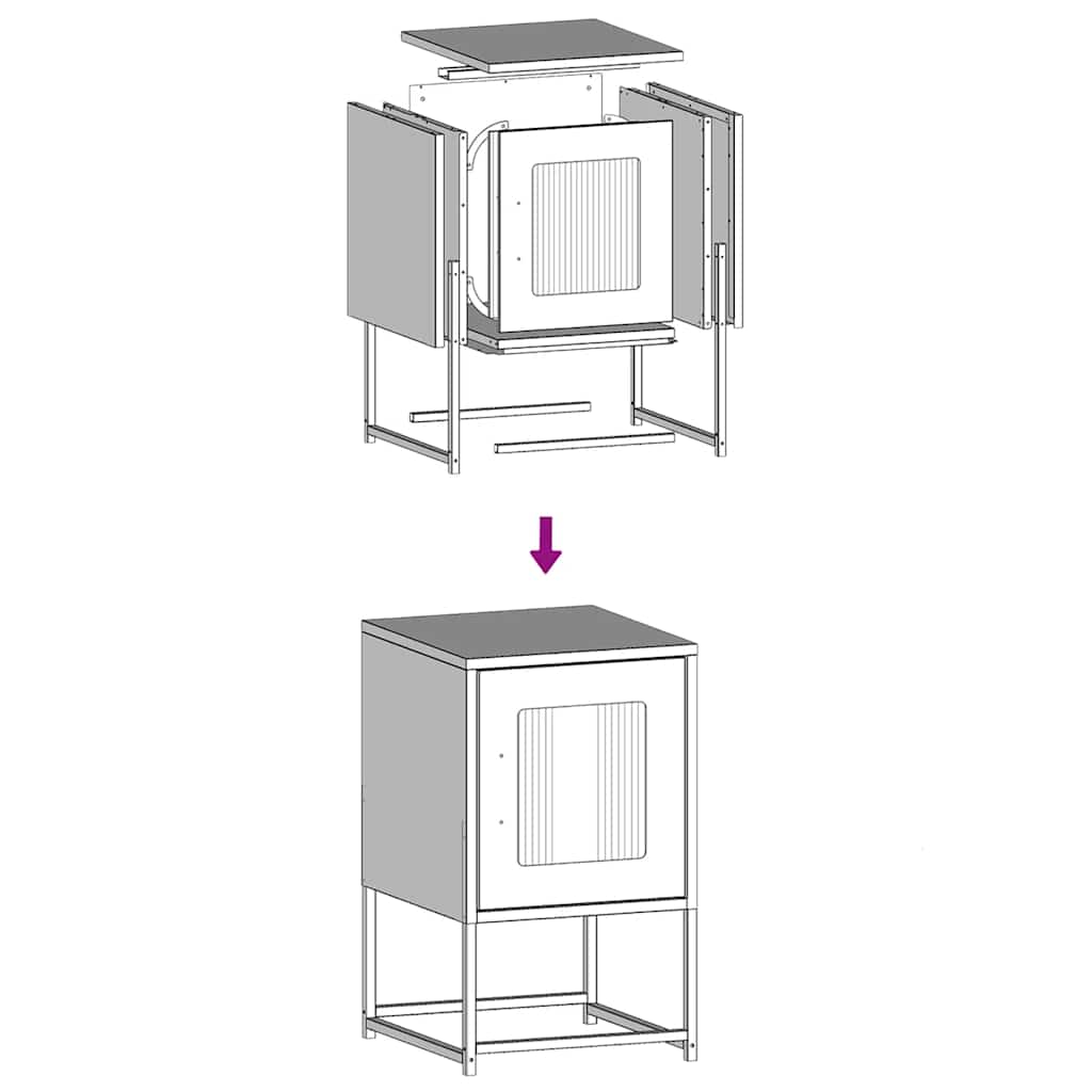 Comodino Antracite 36x39x60,5 cm in Acciaio Laminato a Freddo