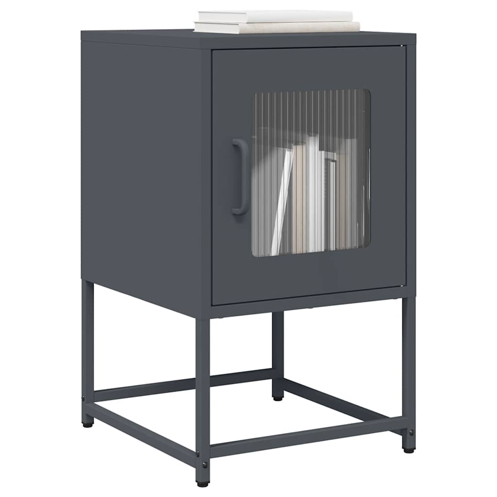 Comodino Antracite 36x39x60,5 cm in Acciaio Laminato a Freddo