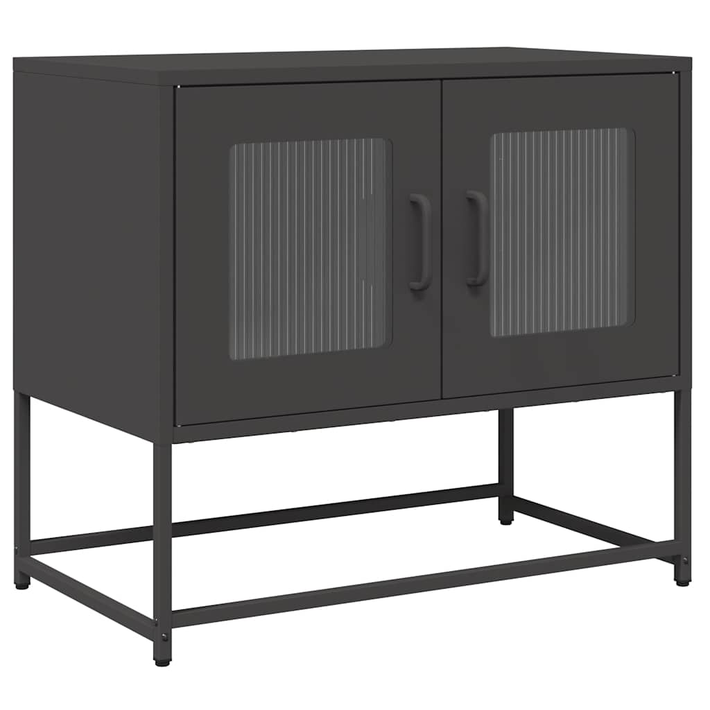 Mobile TV Nero 68x39x60,5 cm in Acciaio Laminato a Freddo