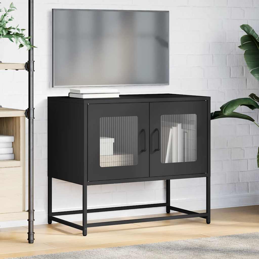 Mobile TV Nero 68x39x60,5 cm in Acciaio Laminato a Freddo