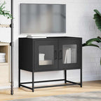 Mobile TV Nero 68x39x60,5 cm in Acciaio Laminato a Freddo