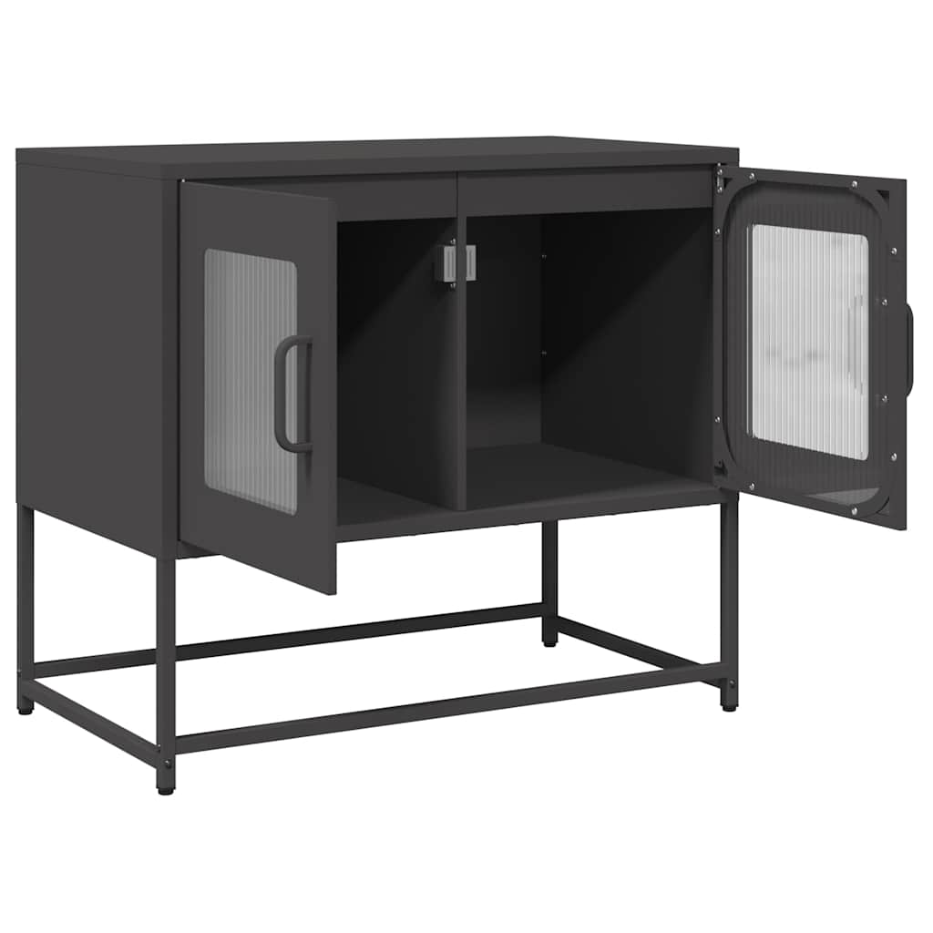 Mobile TV Nero 68x39x60,5 cm in Acciaio Laminato a Freddo