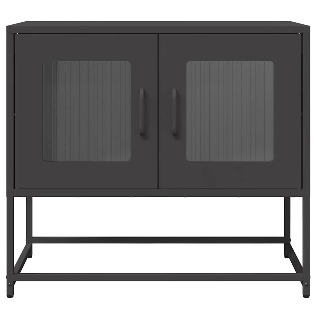 Mobile TV Nero 68x39x60,5 cm in Acciaio Laminato a Freddo