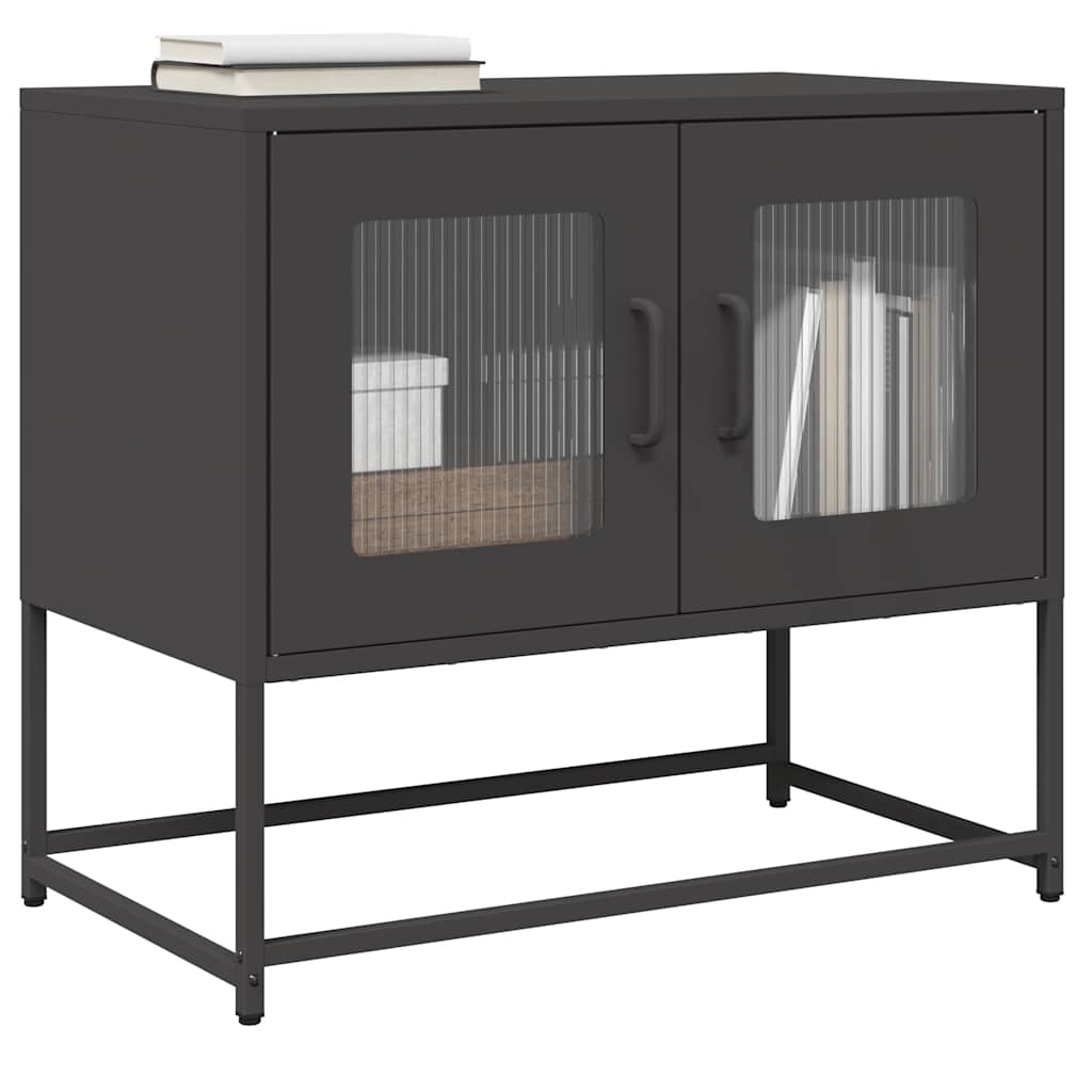 Mobile TV Nero 68x39x60,5 cm in Acciaio Laminato a Freddo