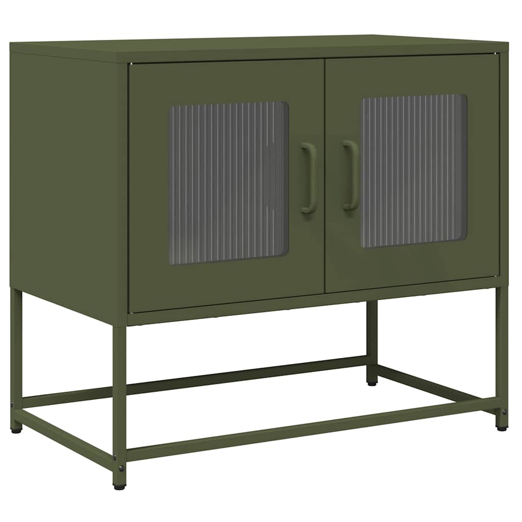 Mobile TV Verde Oliva 68x39x60,5cm in Acciaio Laminato a Freddo