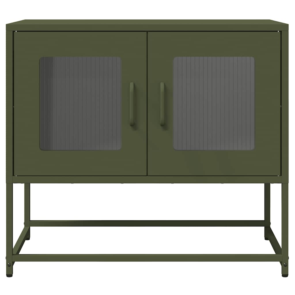Mobile TV Verde Oliva 68x39x60,5cm in Acciaio Laminato a Freddo
