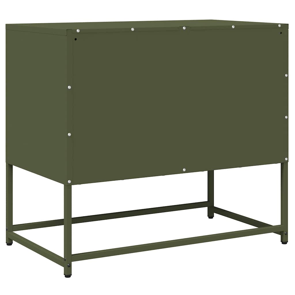 Mobile TV Verde Oliva 68x39x60,5cm in Acciaio Laminato a Freddo