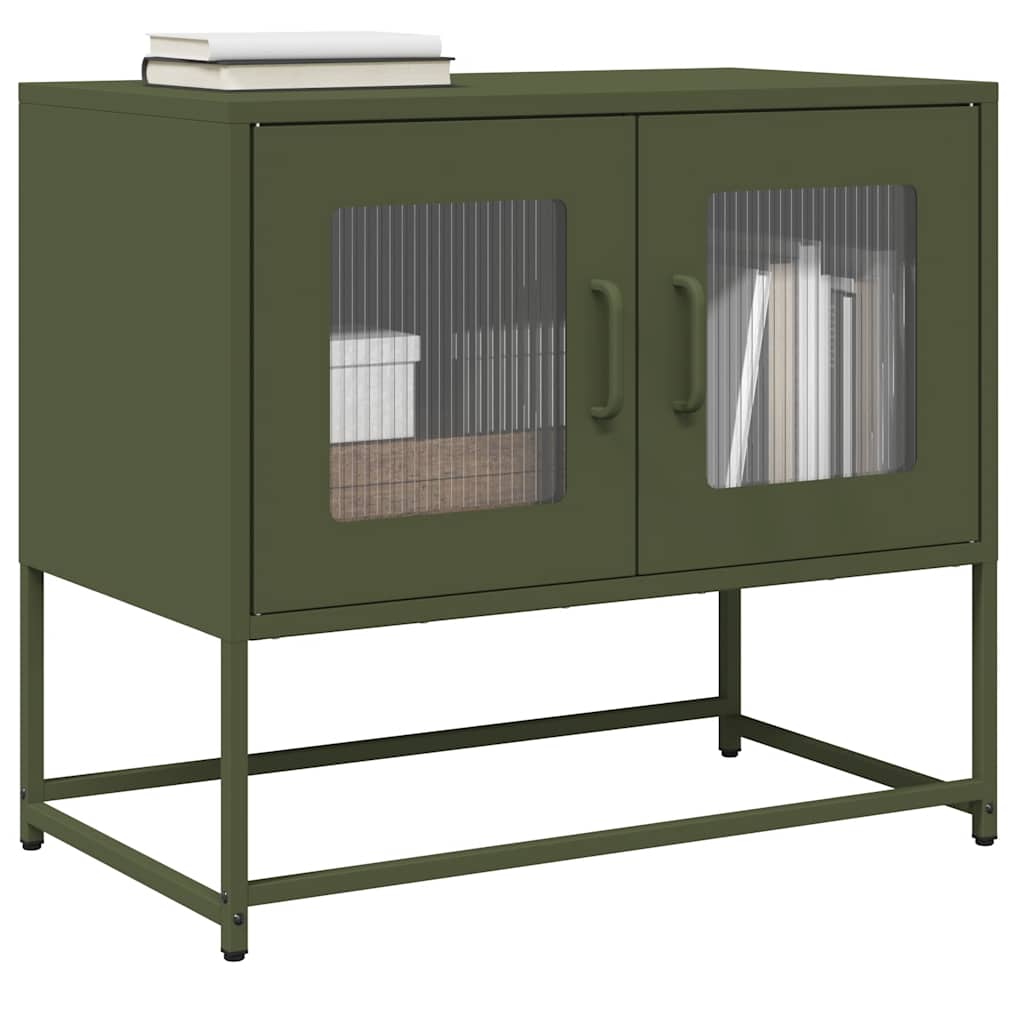 Mobile TV Verde Oliva 68x39x60,5cm in Acciaio Laminato a Freddo