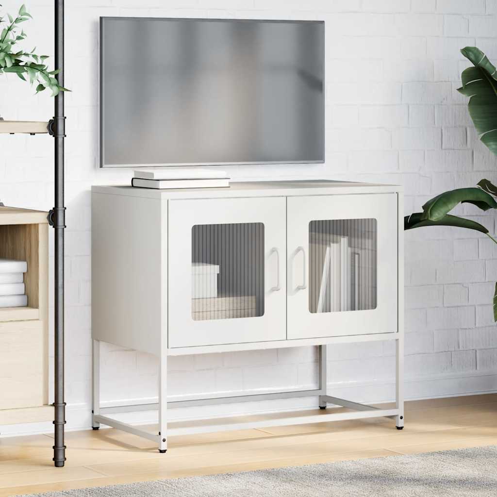 Mobile TV Bianco 68x39x60,5 cm in Acciaio Laminato a Freddo